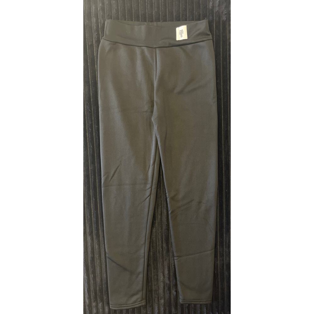 Winter Thickened Warm Fleece Lined High Waist Leggings - Gray Black Cat- S/M